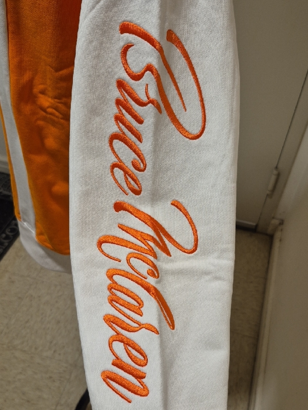 K-Swiss Men's White and Orange McClaren Hoodie with Stripe Detail - Picture 2 of 7